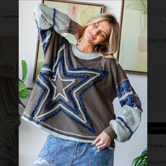 Oli and Hali “ San Juan 2 “ Oli & Hali Mixed Fabric Star Patch Top 36 - Picture 3 of 11